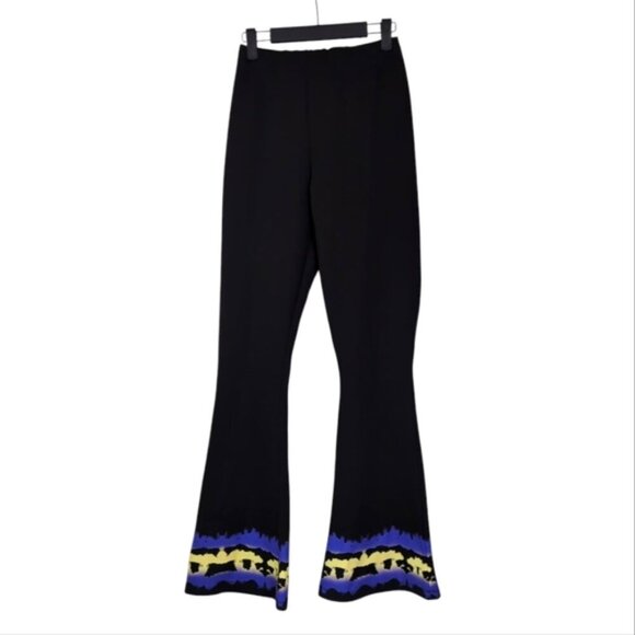 Dolls Kill Local Heroes Retro 80s Graphic Flare Y2K High Rise Cyberpunk Pants S - Picture 1 of 8